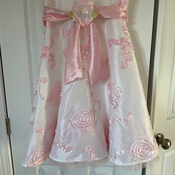 Flower Girl, Party, Princess, Halloween Dress Size 8 White Pink Floral Sash - Picture 3 of 16